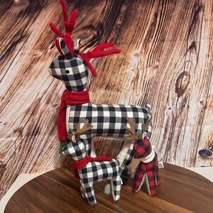 Festive Checkered Reindeer Set - Black, Red, and White